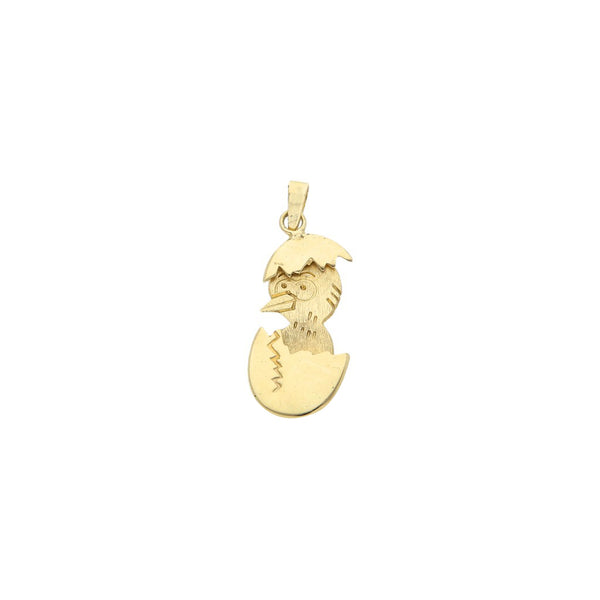 Dije diseño especial motivo pollito en oro amarillo 14 kilates.