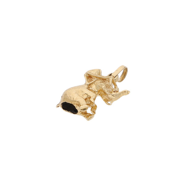 Dije diseño especial motivo elefante en oro amarillo 14 kilates.