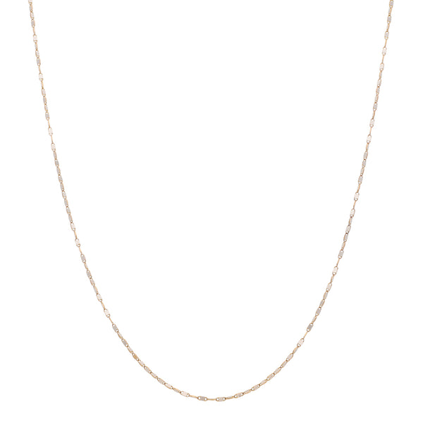 Collar eslabón nudo marino platinado en oro amarillo 14 kilates.