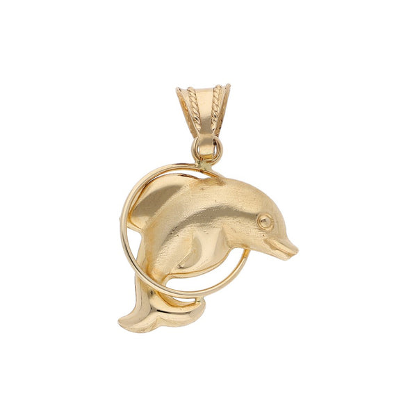 Dije diseño especial motivo delfín en oro amarillo 14 kilates.