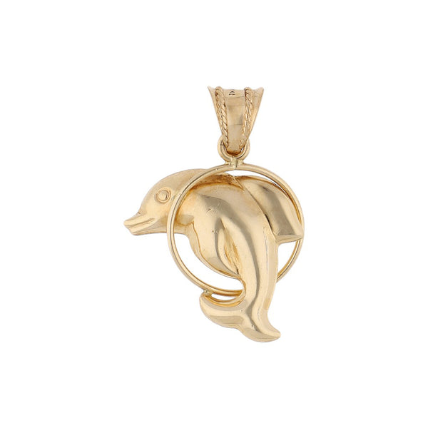 Dije diseño especial motivo delfín en oro amarillo 14 kilates.