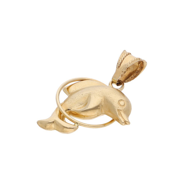 Dije diseño especial motivo delfín en oro amarillo 14 kilates.