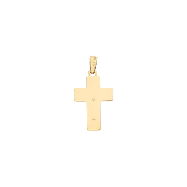 Crucifijo diseño especial en oro dos tonos 14 kilates.