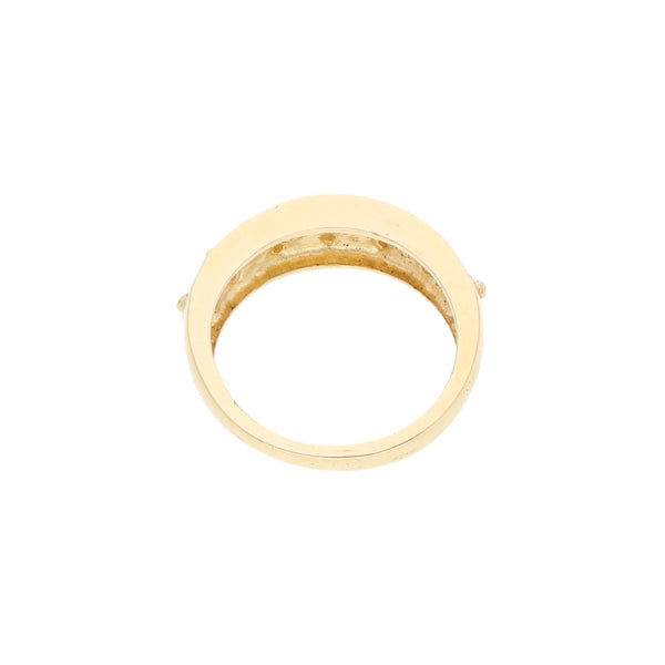 Anillo diseño especial con circonias en oro amarillo 14 kilates.