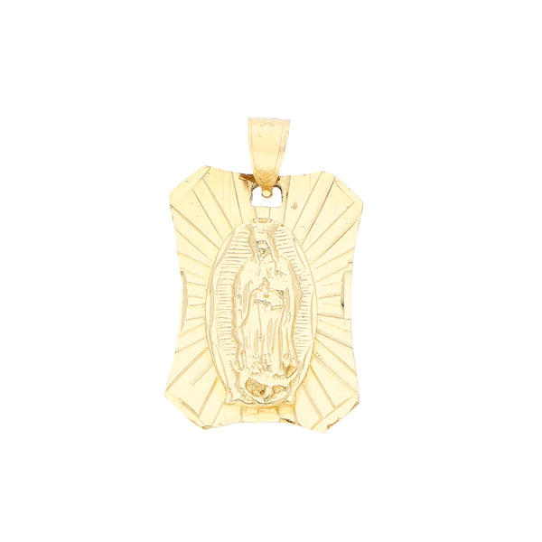 Medalla labrada motivo Virgen de Guadalupe en oro amarillo 14 kilates.