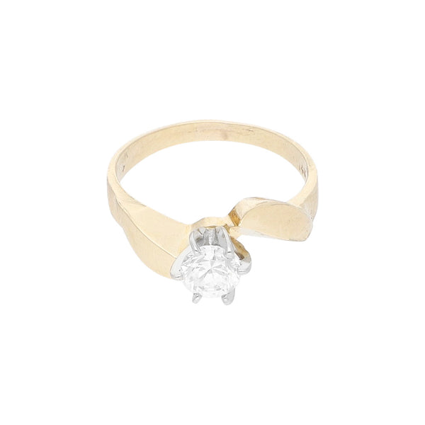 Anillo de compromiso con circonia en oro dos tonos 14 kilates.