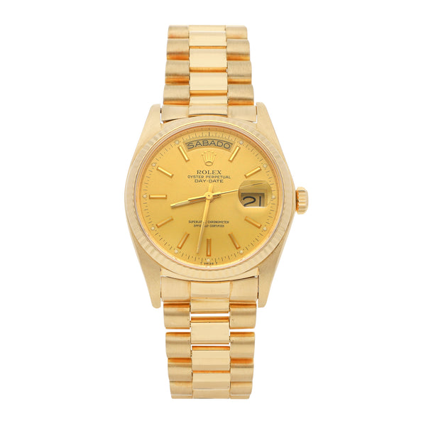 Reloj Rolex para caballero modelo Oyster Perpetual DateJust en oro amarillo 18 kilates.