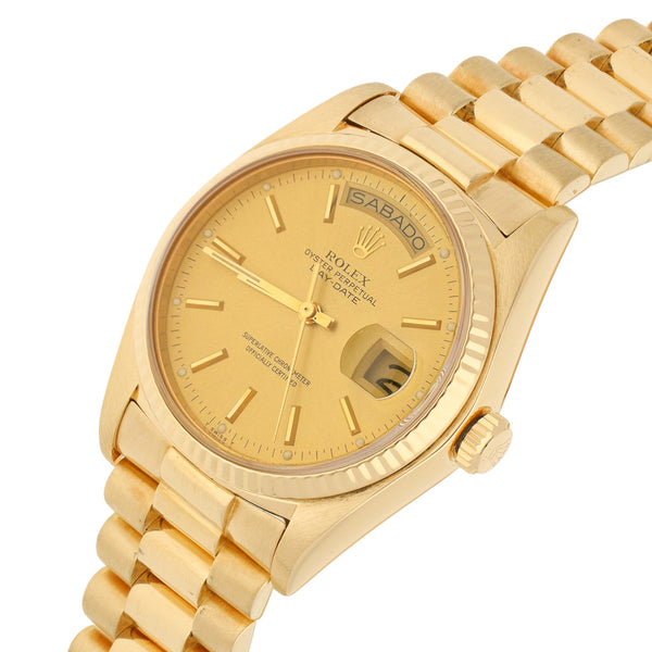 Reloj Rolex para caballero modelo Oyster Perpetual DateJust en oro amarillo 18 kilates.