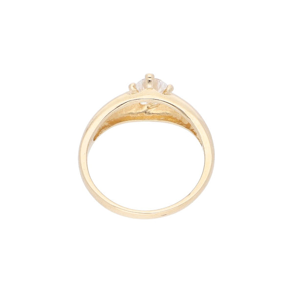 Anillo de compromiso con sintético en oro amarillo 14 kilates.