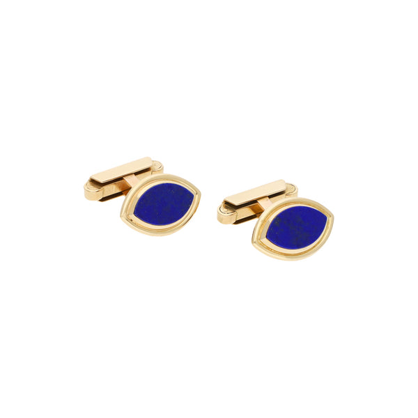 Mancuernillas diseño especial con lapislázuli firma Piaget en oro amarillo 18 kilates.
