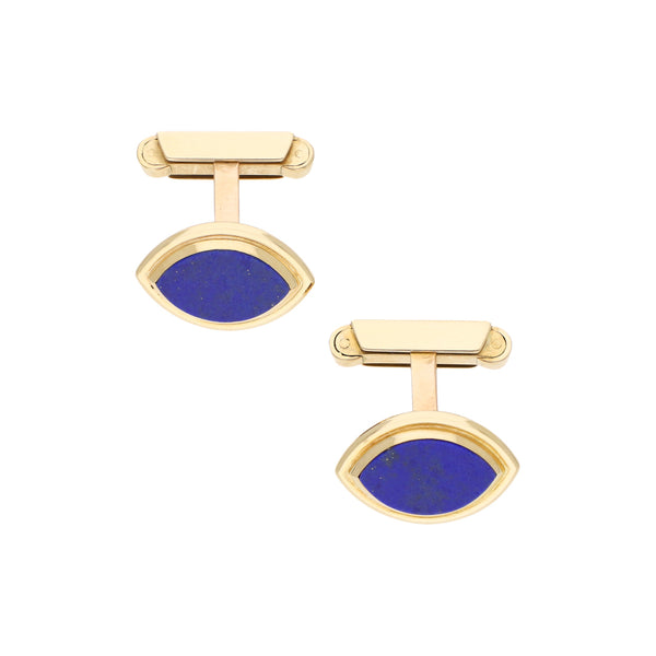 Mancuernillas diseño especial con lapislázuli firma Piaget en oro amarillo 18 kilates.