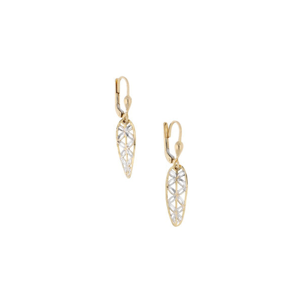 Aretes calados en oro amarillo 14 kilates.