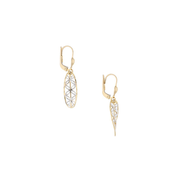Aretes calados en oro amarillo 14 kilates.