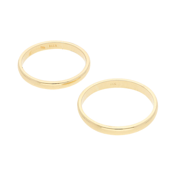 Dos argollas lisas en oro amarillo 14 y 12 kilates.