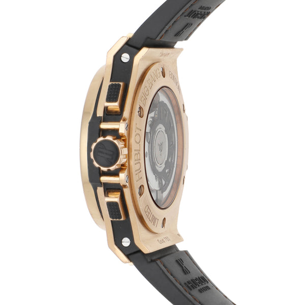 Relog Hublot para caballero modelo Big Bang Boa caja y broche en oro rosa 18 kilates.