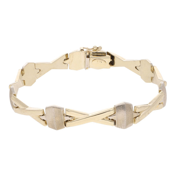 Pulsera eslabón XOXO en oro dos tonos 14 kilates.
