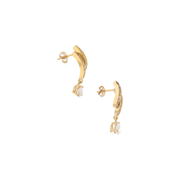Broqueles calados con sintéticos en oro amarillo 14 kilates.