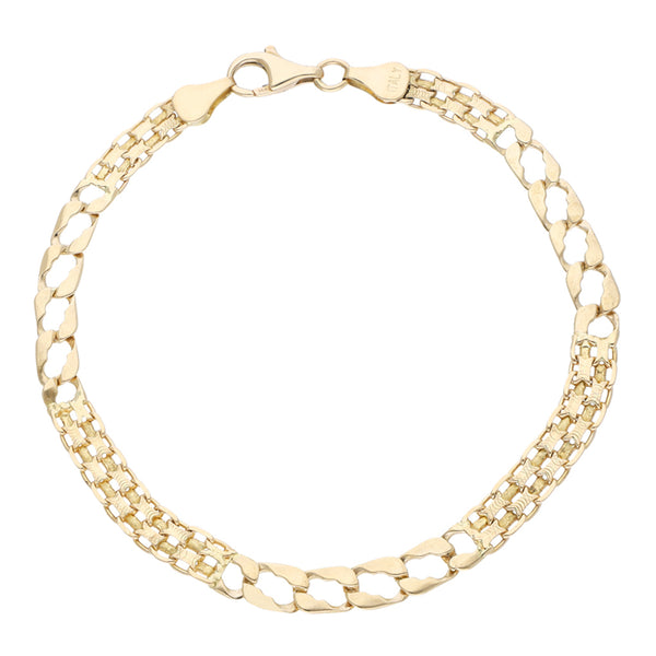 Pulsera eslabón combinado en oro amarillo 14 kilates.
