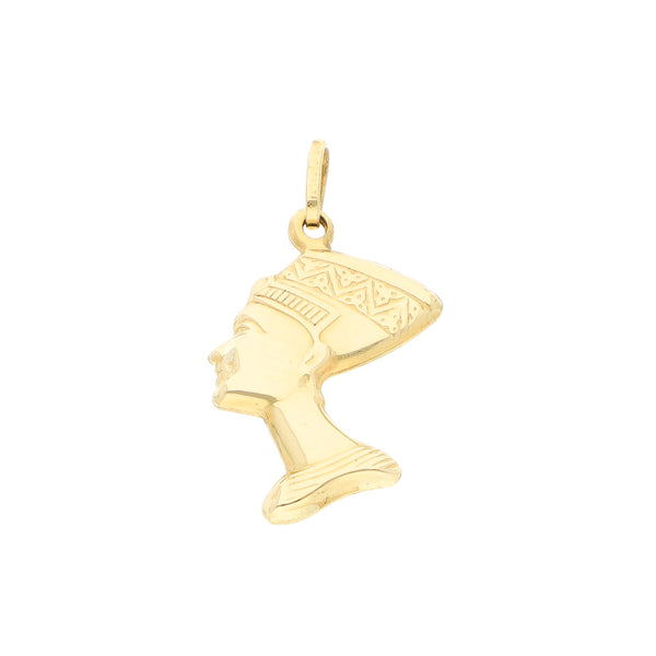 Dije hueco motivo egipcia en oro amarillo 14 kilates.
