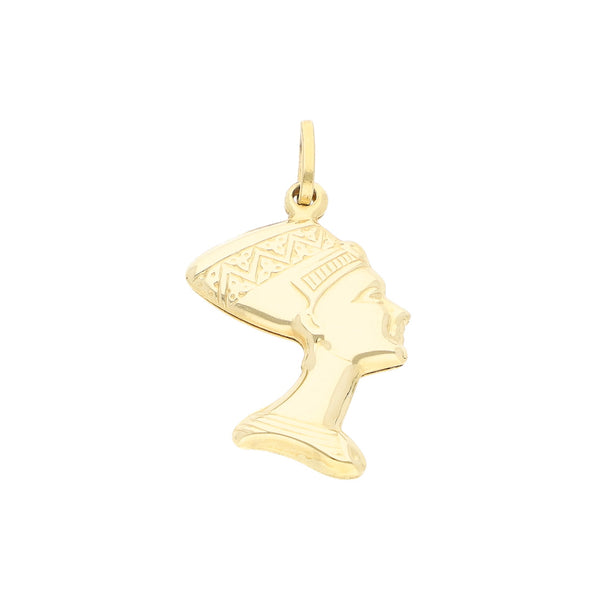 Dije hueco motivo egipcia en oro amarillo 14 kilates.