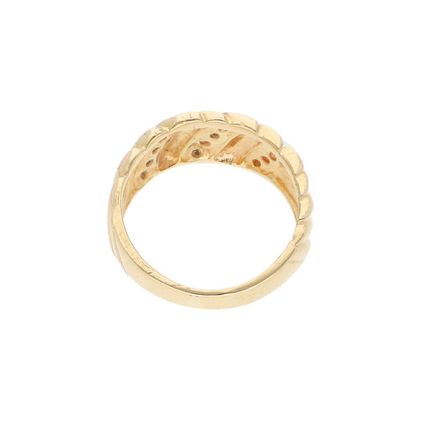 Anillo diseño especial con diamantes en oro amarillo 14 kilates.