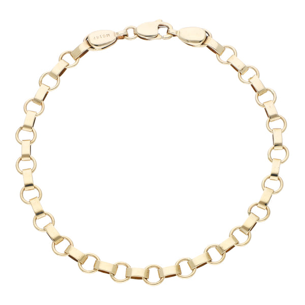 Pulsera eslabón cruzado en oro amarillo 14 kilates.
