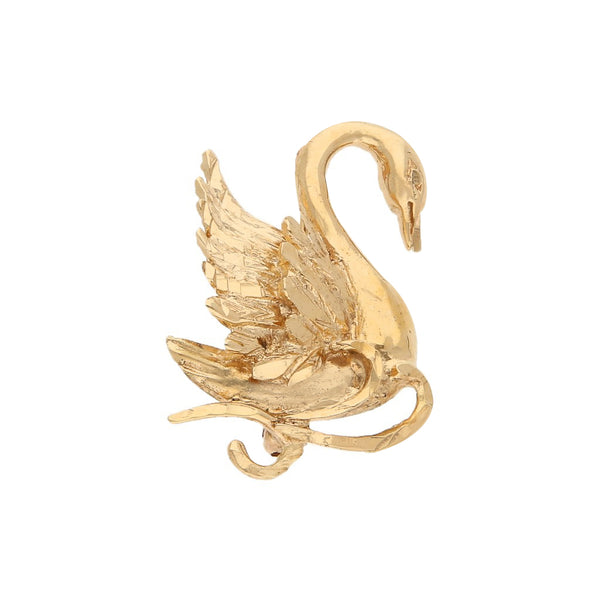 Prendedor labrado motivo cisne en oro amarillo 14 kilates.