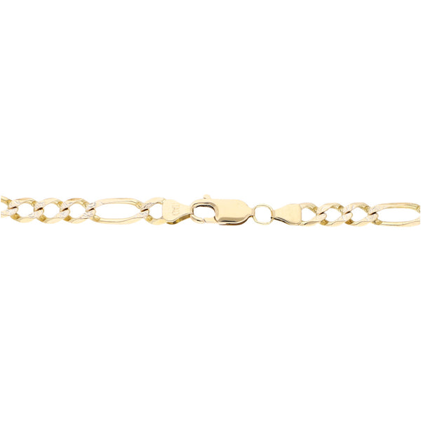 Pulsera de tres eslabones por uno platinados en oro amarillo 14 kilates.