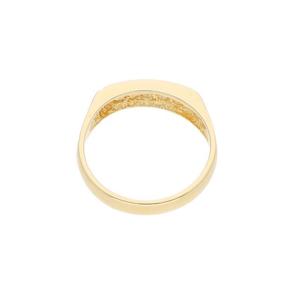 Anillo diseño especial con sintéticos en oro amarillo 14 kilates.