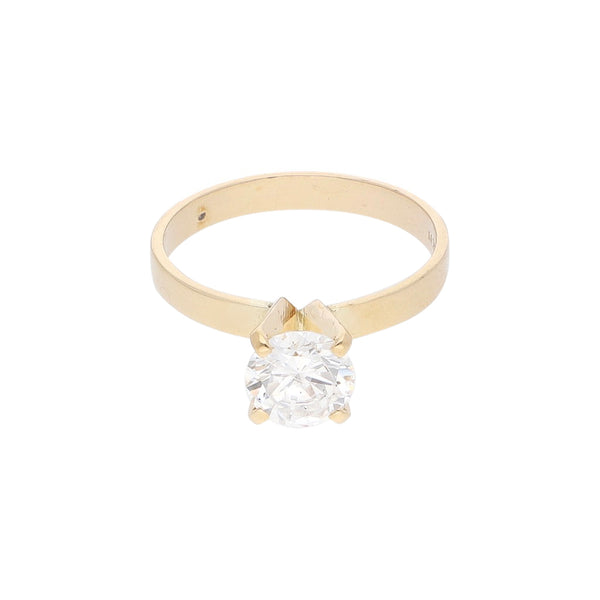 Anillo de compromiso con circonia en oro amarillo 14 kilates.