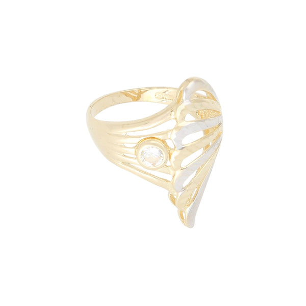 Anillo calado con sintético en oro amarillo 14 kilates.