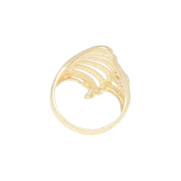 Anillo calado con sintético en oro amarillo 14 kilates.