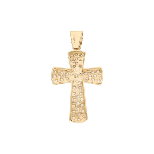 Cruz diseño especial con sintéticos en oro dos tonos 14 kilates.