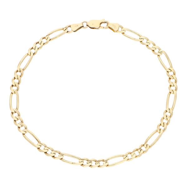 Pulsera de tres eslabones por uno en oro amarillo 14 kilates.
