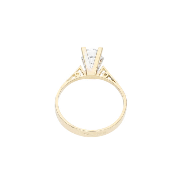 Anillo de compromiso con sintético en oro amarillo 14 kilates.
