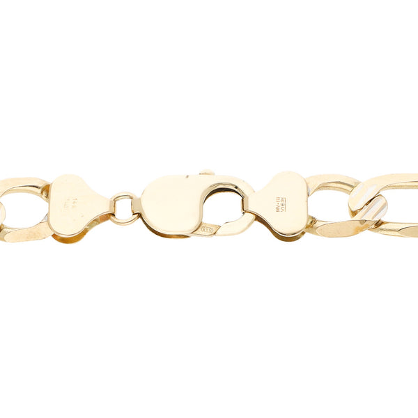 Pulsera de tres eslabones por uno platinados en oro amarillo 14 kilates.
