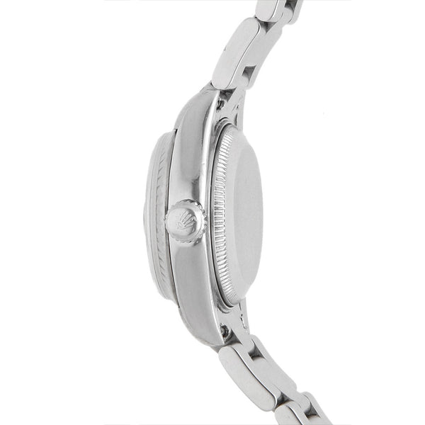 Reloj Rolex para dama modelo DateJust bisel en oro blanco 14 kilates.