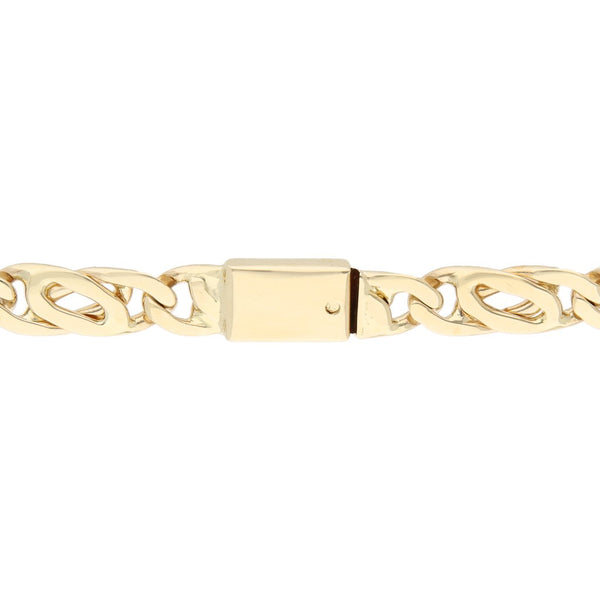 Pulsera eslabón nudo egipcio en oro amarillo 14 kilates.