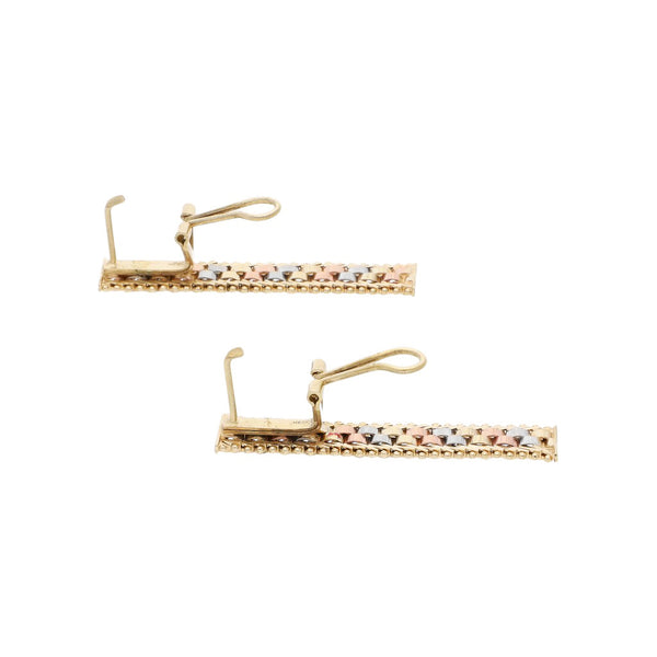 Aretes diseño especial en oro tres tonos 14 kilates.