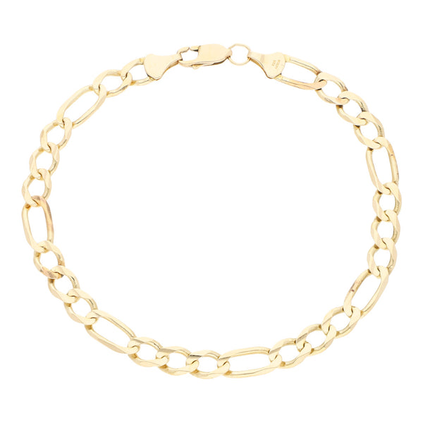 Pulsera de tres eslabones por uno en oro amarillo 14 kilates.