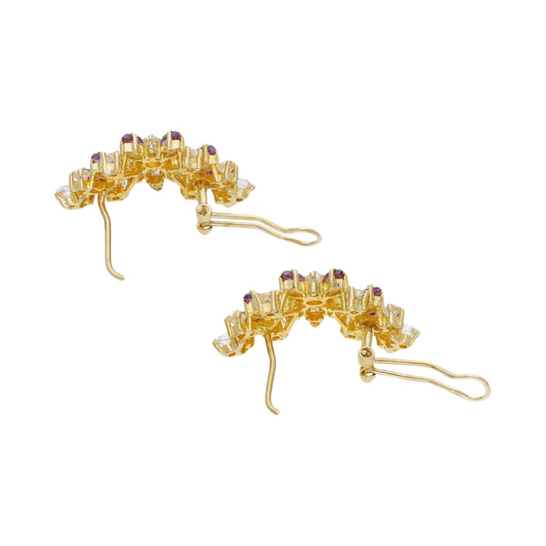 Juego de anillo y aretes diseño especial con sintéticos en oro amarillo 14 kilates.