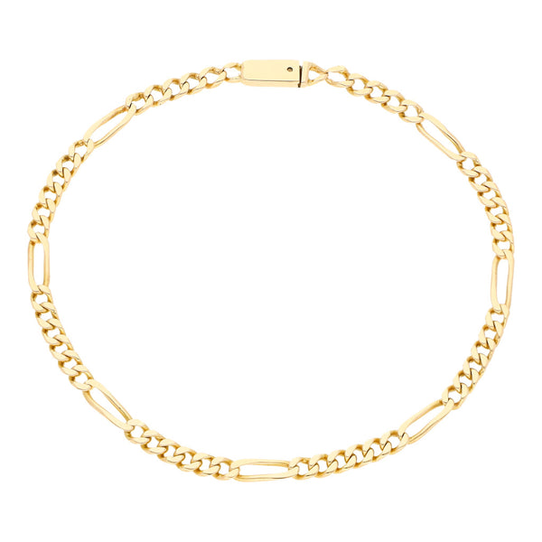 Pulsera de seis eslabones por uno en oro amarillo 14 kilates.