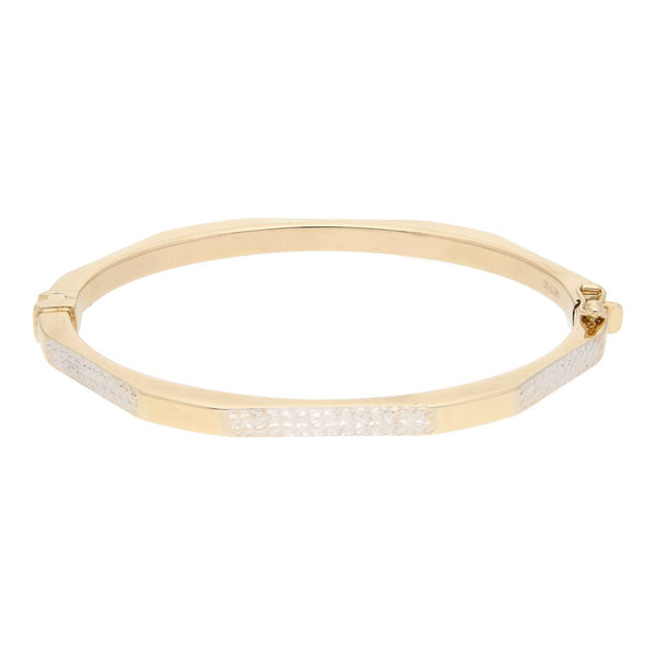 Pulsera de arillo articulada en oro dos tonos 14 kilates.