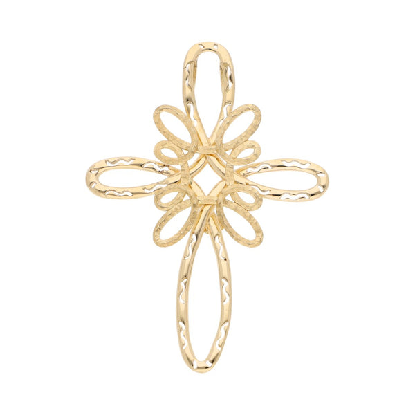 Cruz diseño especial en oro amarillo 14 kilates.
