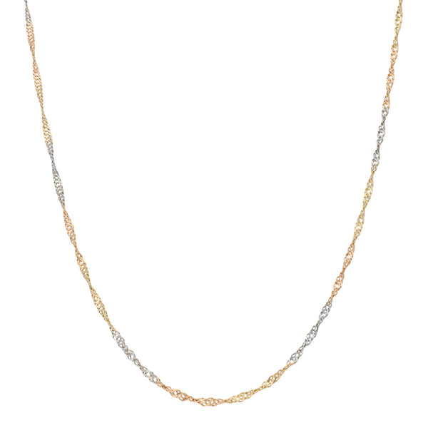 Collar eslabón torzal en oro tres tonos 14 kilates.