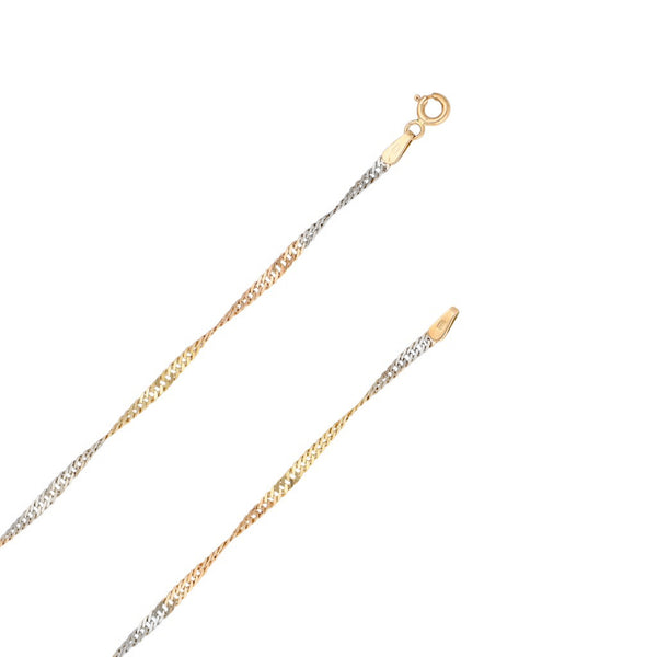 Collar eslabón torzal en oro tres tonos 14 kilates.