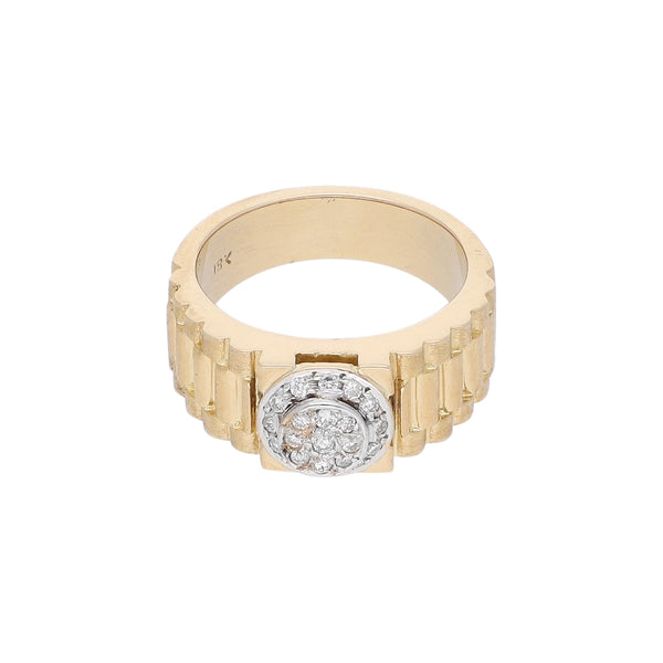 Anillo diseño especial con diamantes en oro amarillo 18 kilates.