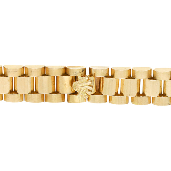 Pulsera eslabón articulado con diamantes en oro dos tonos 18 kilates.