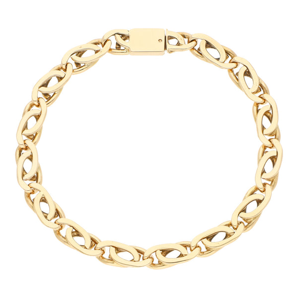 Pulsera eslabón nudo egipcio en oro amarillo 14 kilates.