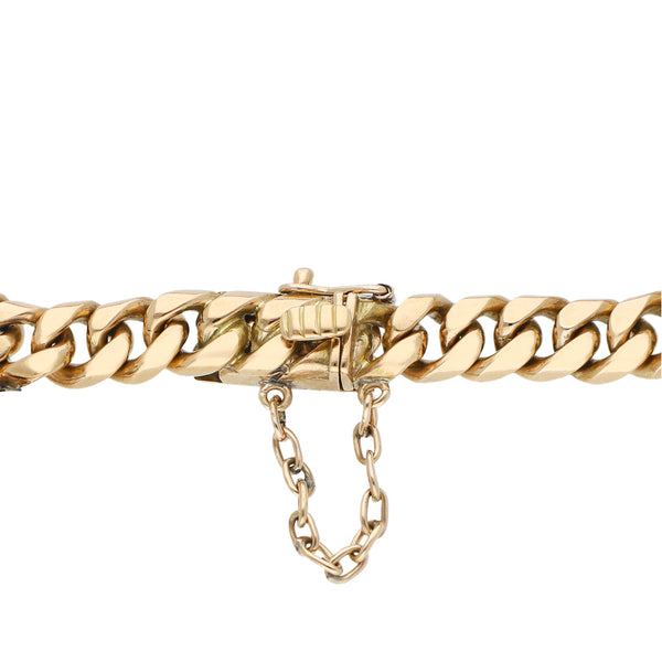 Pulsera eslabón encontrado con colgante moneda de veinte pesos oro mexicano 21.6 kilates en oro amarillo 18 kilates.